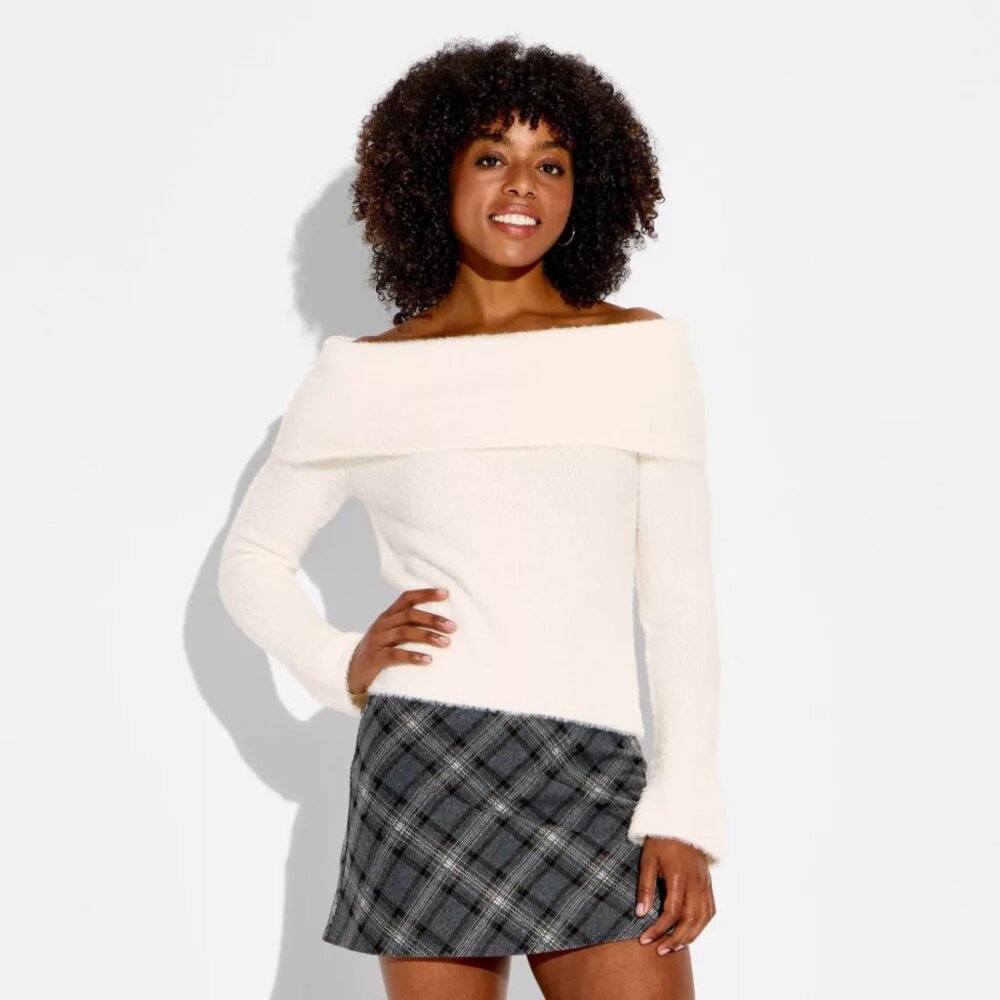 Wild Fable White Off Shoulder Sweater XS